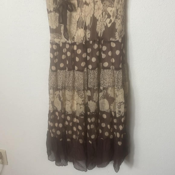 VTG Y2K Womens 16 Gauzy Silk Floral Crochet Long Slip Dress Boho Festival - Picture 6 of 8